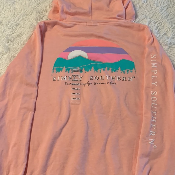 SIMPLY SOUTHERN SUNSET MOUNTAINS PULLOVER HOODIE LONG SLEEVE T-SHIRT - Picture 4 of 4